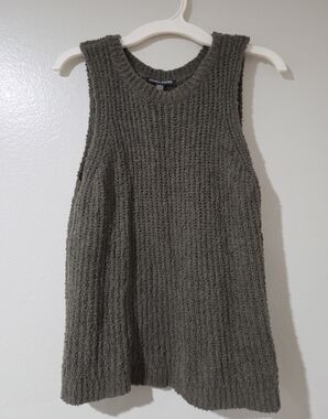 Eileen Fisher Olive Scoop Neck Sleeveless Knit Top
